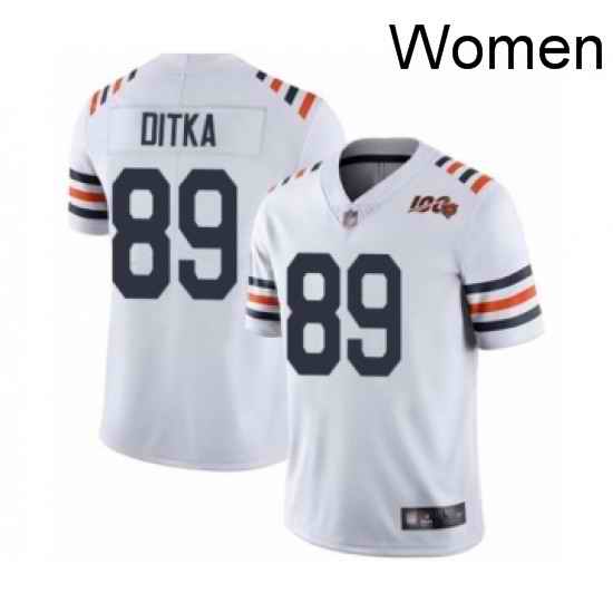 Womens Chicago Bears 89 Mike Ditka White 100th Season Limited Football Jersey